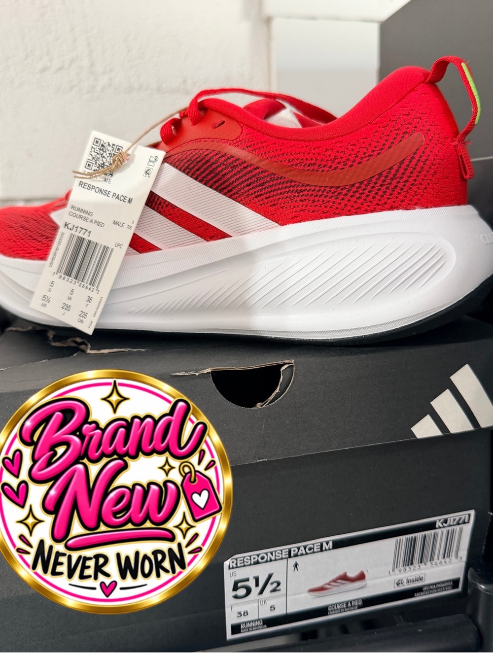 Adidas Response Pace M Women’s Running Shoes Red Size 5.5 NWT KJ1771